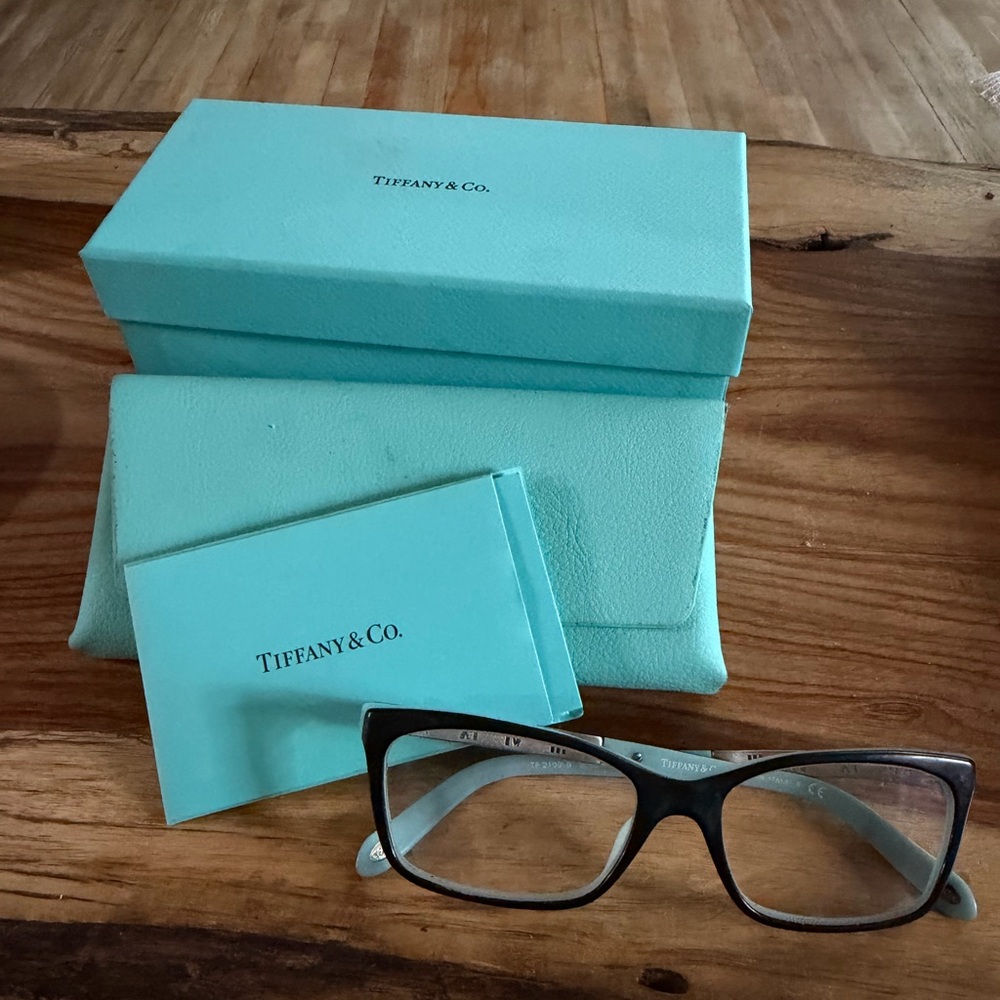 Tiffany & Co. Black and Blue Eyeglasses with Case